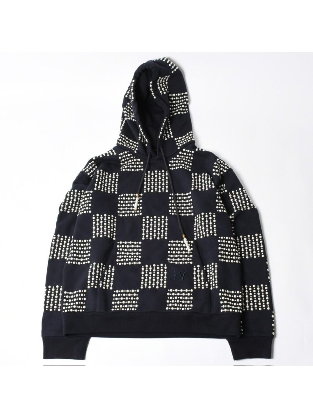 Louis Vuitton Hoodie Damier LV Logo Embroidery Gos Navy